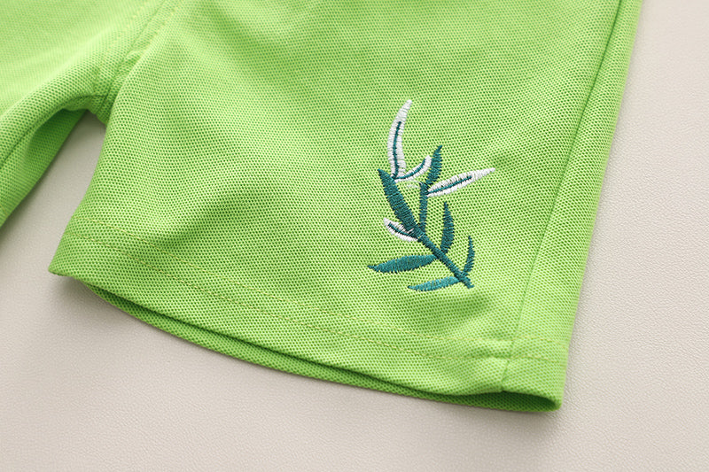 Boys Printed Mandarin Collar T-shirt with Shorts