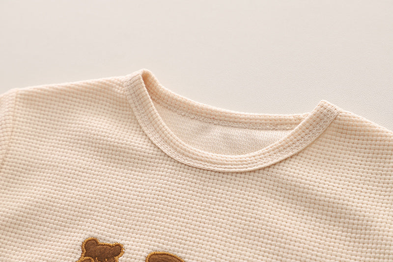Boys Beige Self Design T-shirt With Shorts
