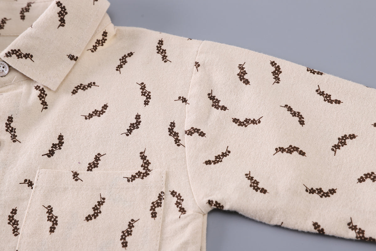 Boys Printed Shirt Collar T-shirt with Trousers & Waistcoat