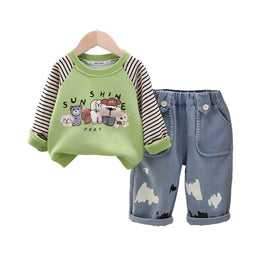 Boys Printed Sweatshirt With Joggers