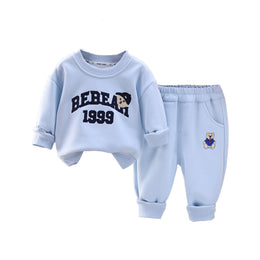 Boys Printed Round Neck T-shirt With Trousers