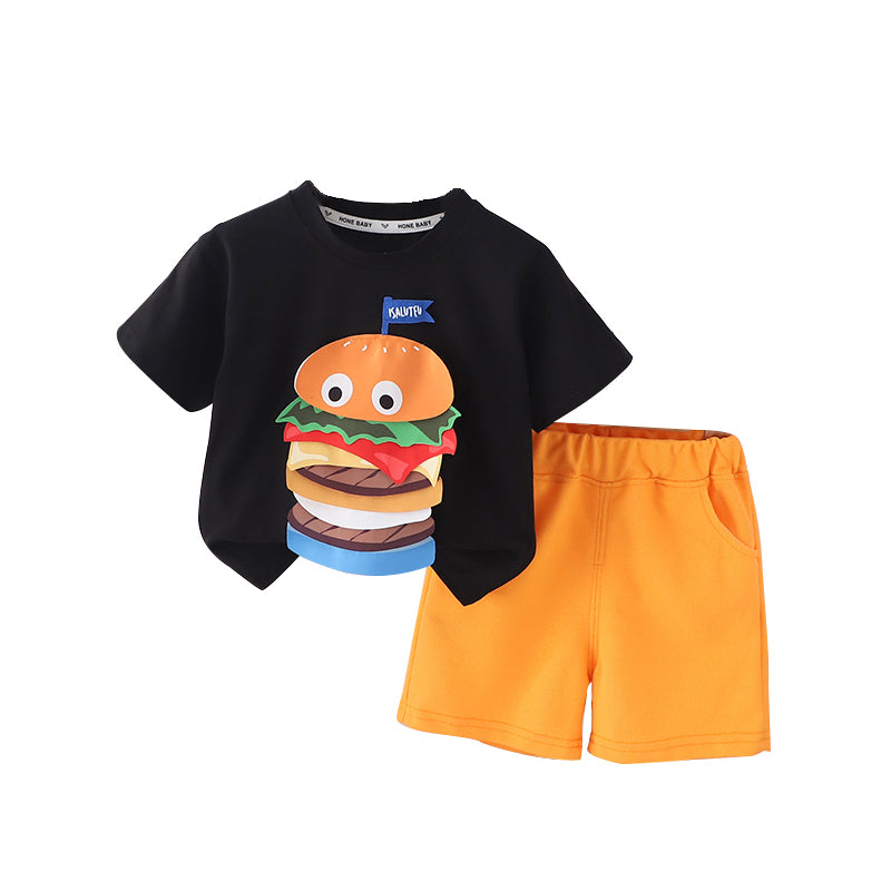 Boys Printed Round Neck T-shirt With Shorts