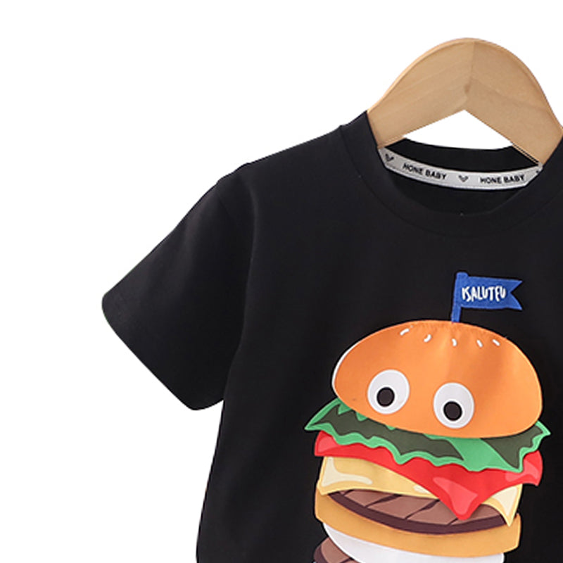 Boys Printed Round Neck T-shirt With Shorts