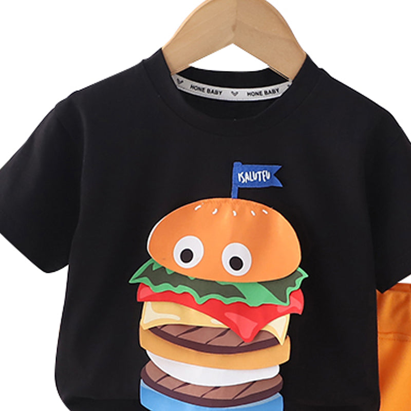 Boys Printed Round Neck T-shirt With Shorts