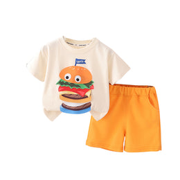 Boys Printed Round Neck T-shirt With Shorts