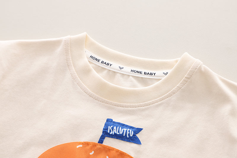 Boys Printed Round Neck T-shirt With Shorts