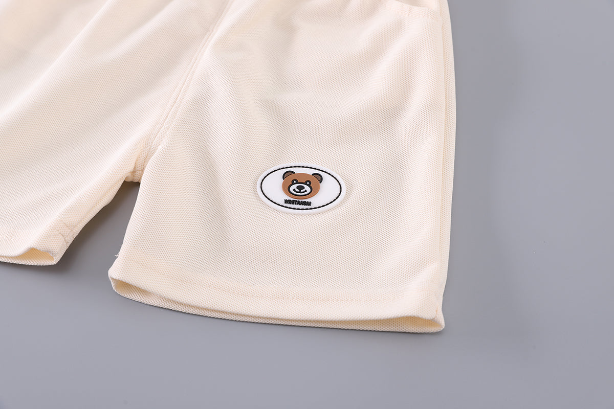 Boys Colourblocked Polo Collar T-Shirt With Shorts