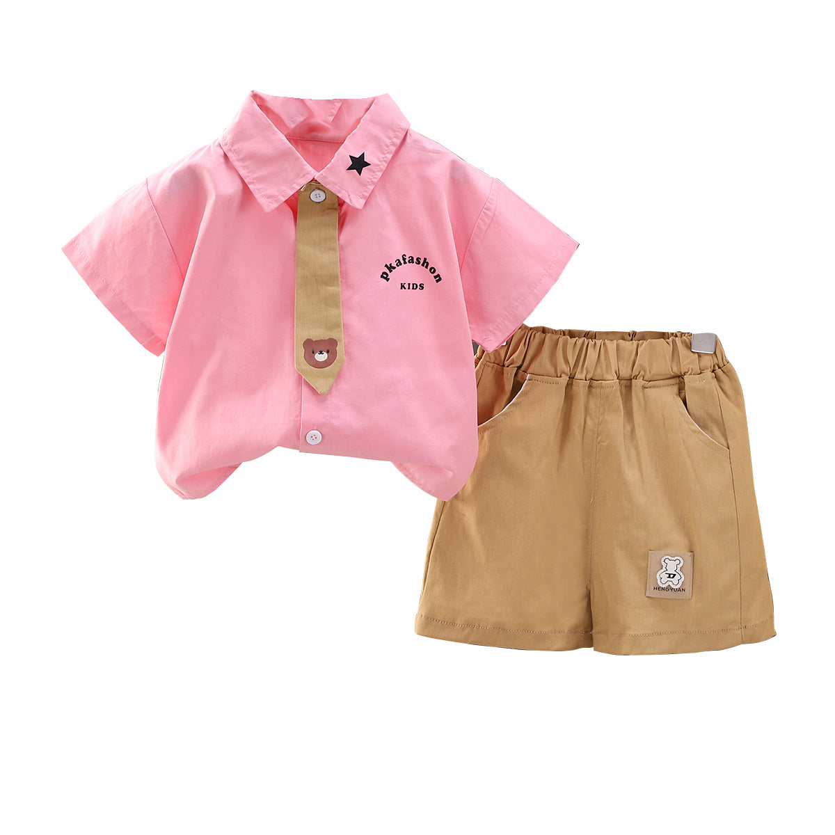 Boys Printed Shirt Collar Shirt With Shorts