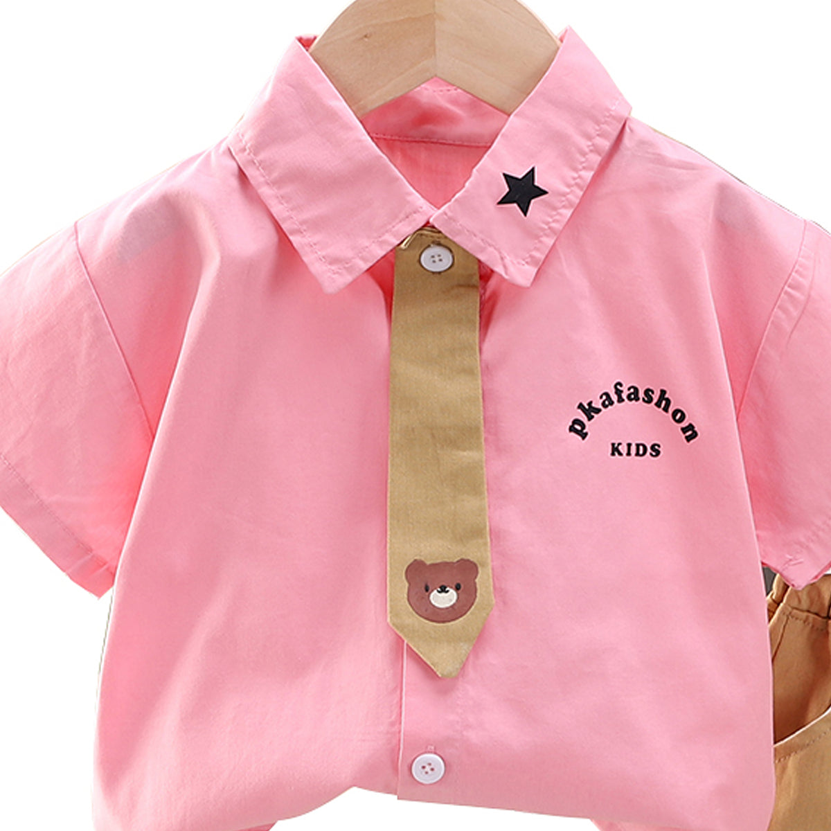 Boys Printed Shirt Collar Shirt With Shorts