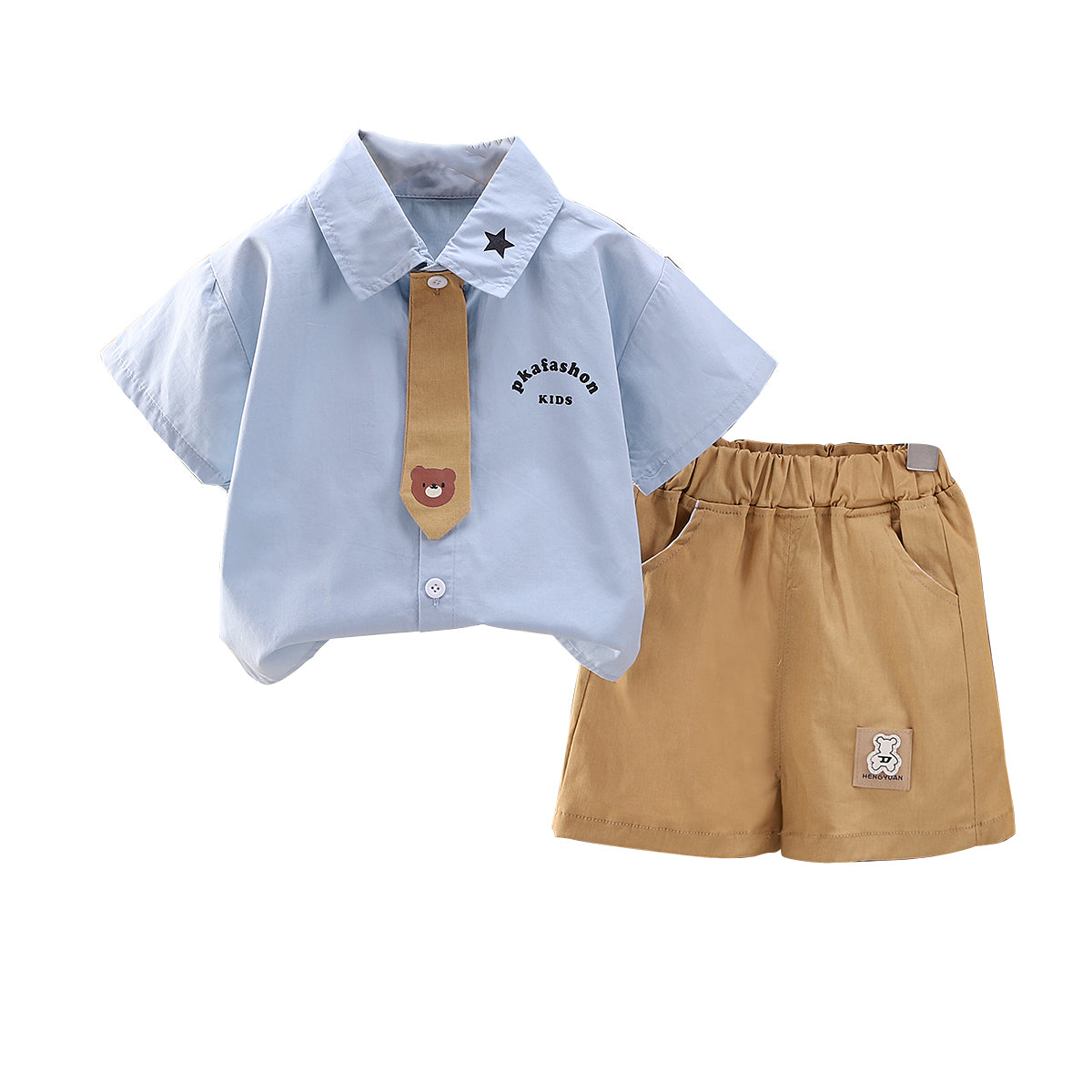 Boys Printed Shirt Collar Shirt With Shorts