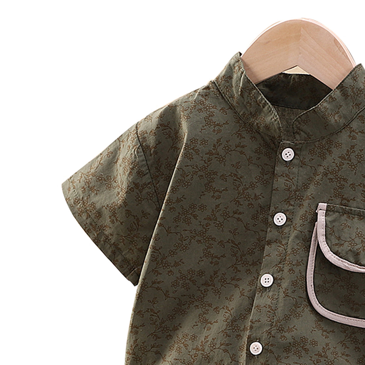 Boys Printed Mandarin Collar Shirt With Joggers