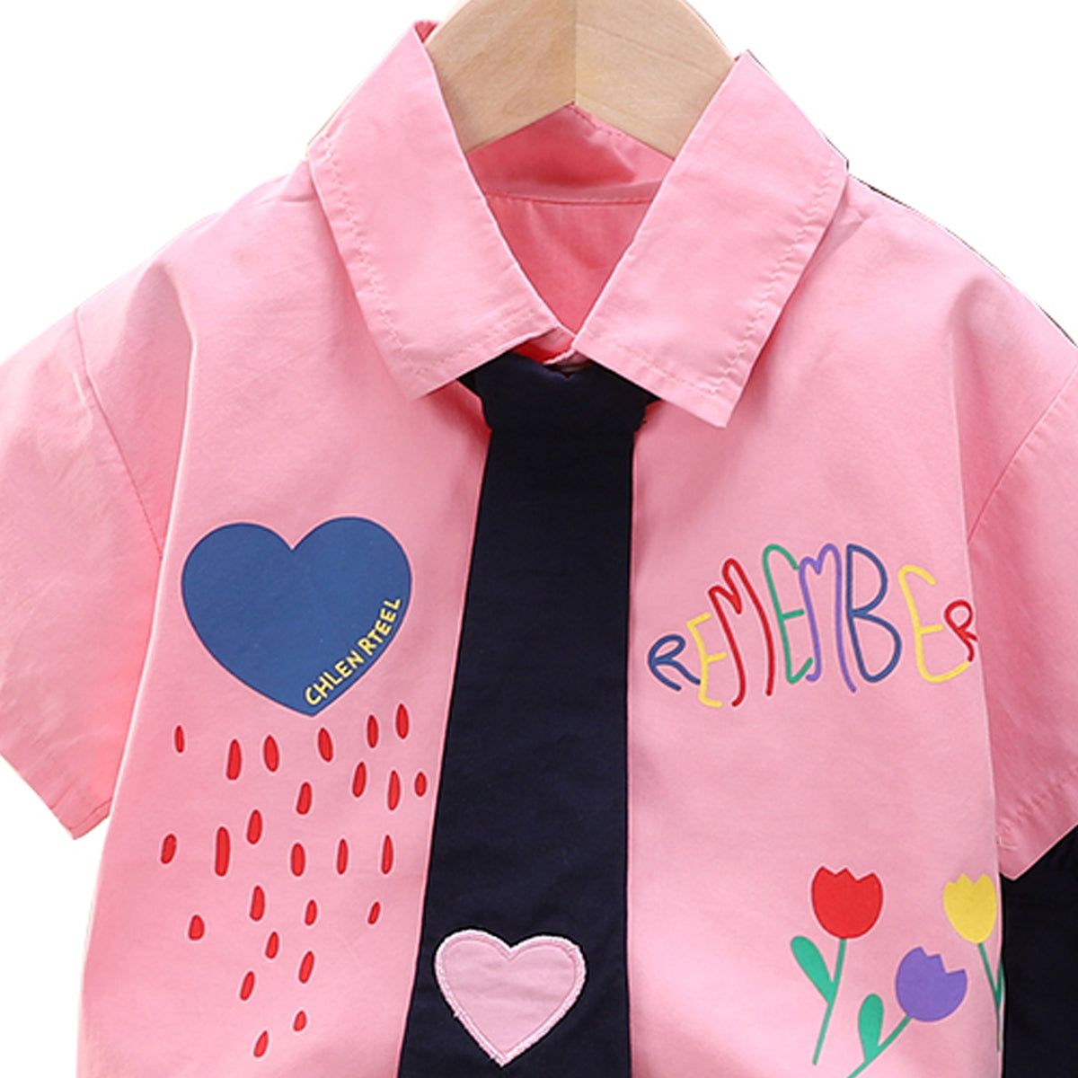 Boys Printed Shirt Collar Shirt With Shorts