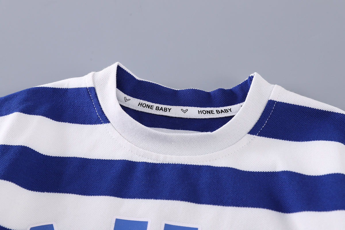 Boys Striped Round Neck T-shirt with Shorts