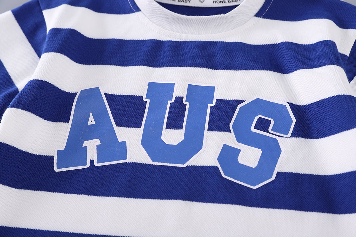 Boys Striped Round Neck T-shirt with Shorts