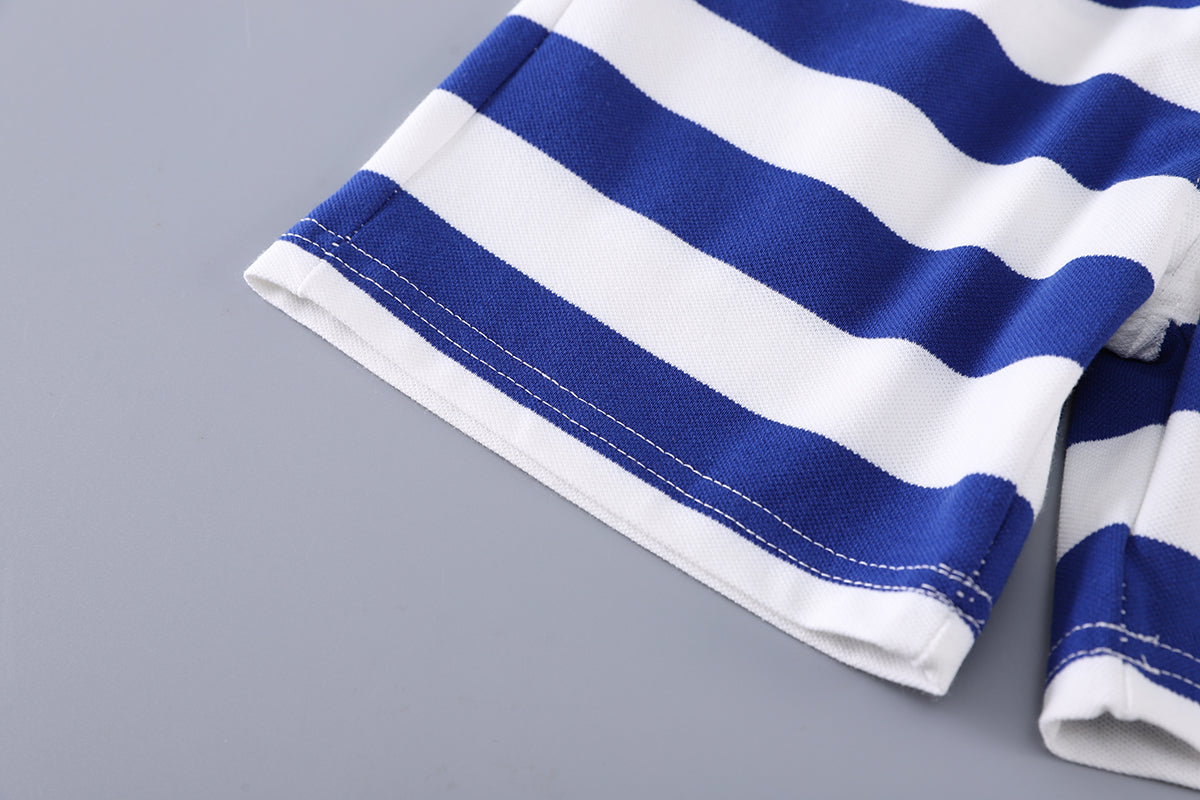 Boys Striped Round Neck T-shirt with Shorts