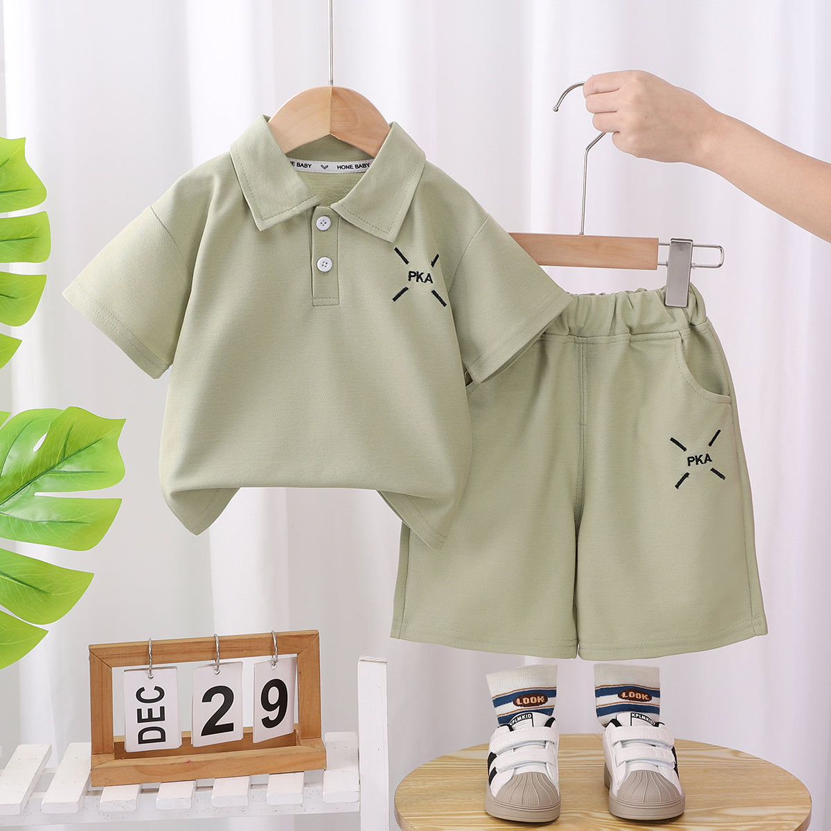 Boys Shirt Collar T-shirt with Shorts