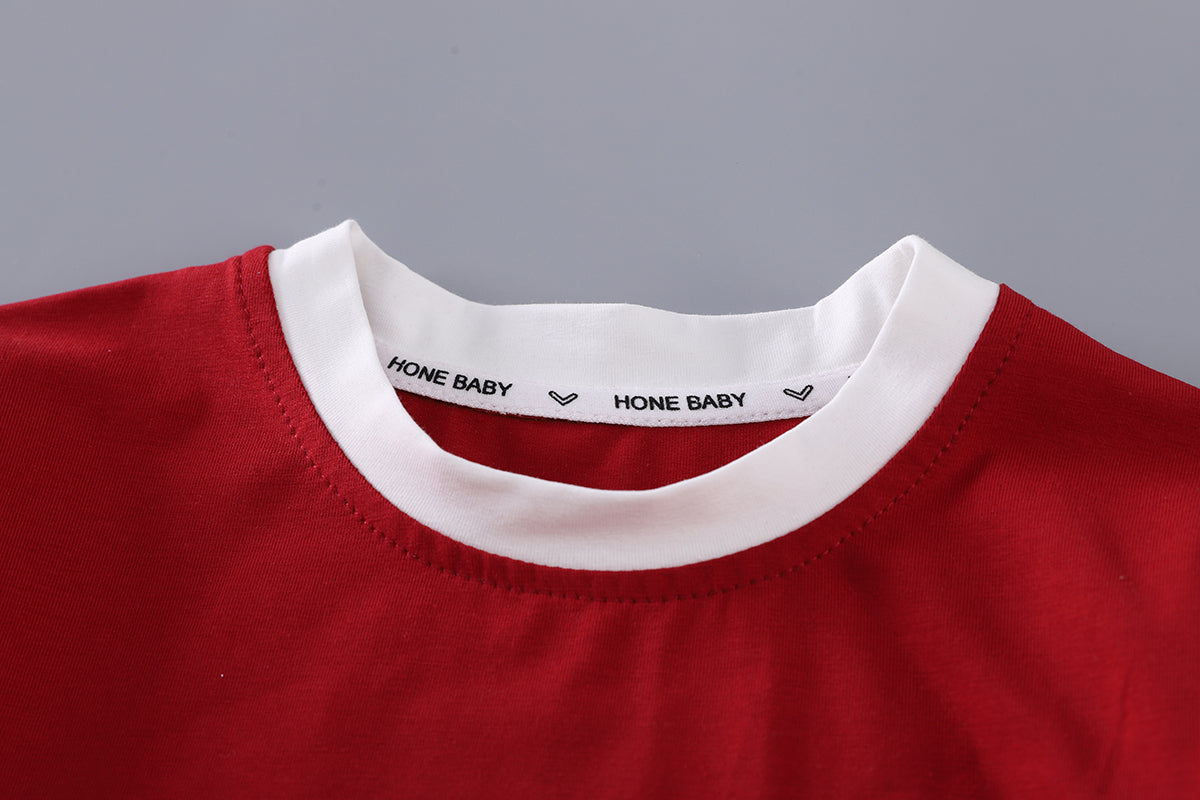 Boys Typography Printed Round Neck T-shirt With Shorts