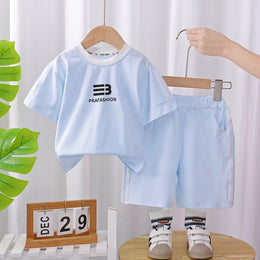 Boys Printed Round Neck Short Sleeves T-shirt With Shorts