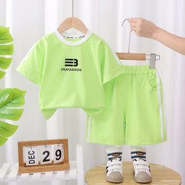 Boys Printed Round Neck Short Sleeves T-shirt With Shorts