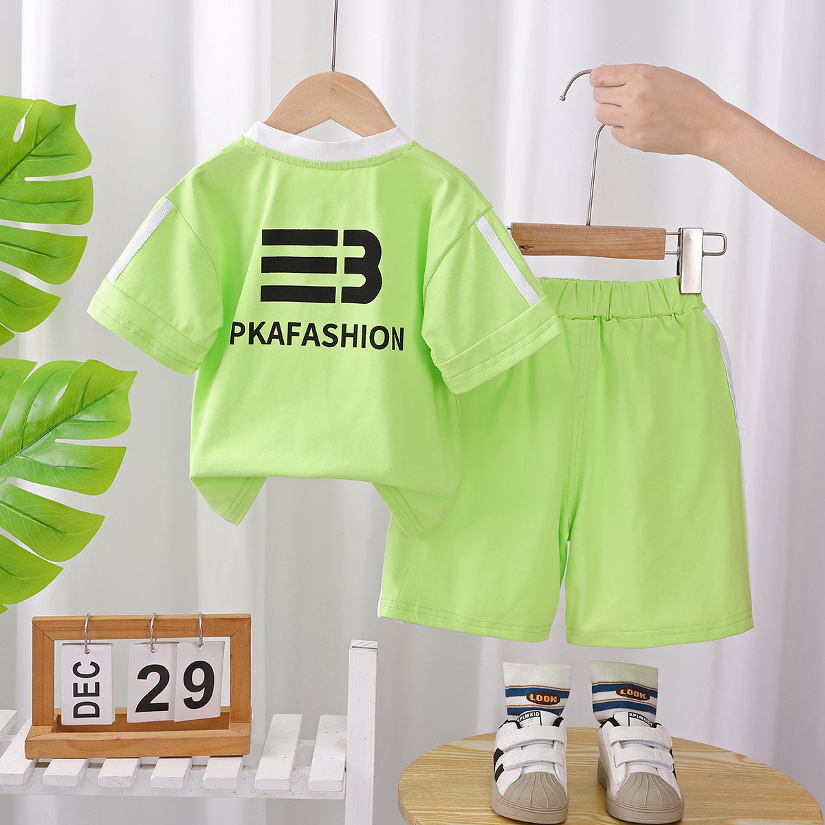 Boys Printed Round Neck Short Sleeves T-shirt With Shorts