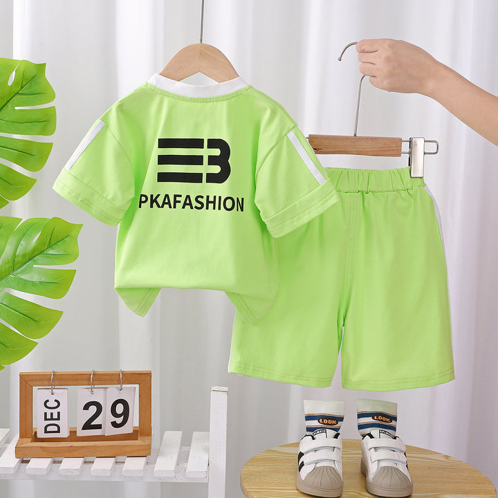 Boys Printed Round Neck Short Sleeves T-shirt With Shorts