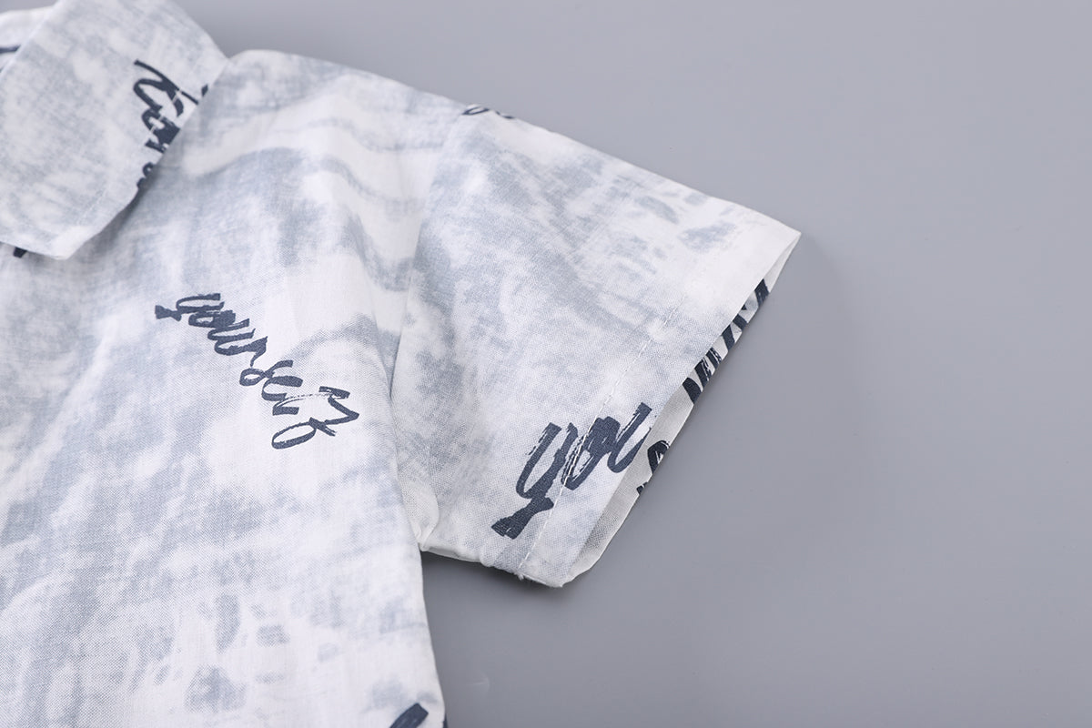 Boys Typography Printed Shirt With Shorts
