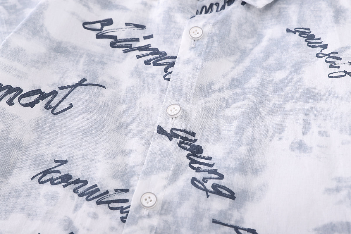 Boys Typography Printed Shirt With Shorts