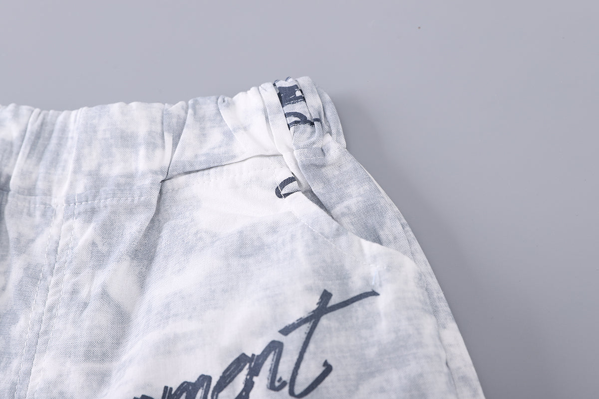 Boys Typography Printed Shirt With Shorts