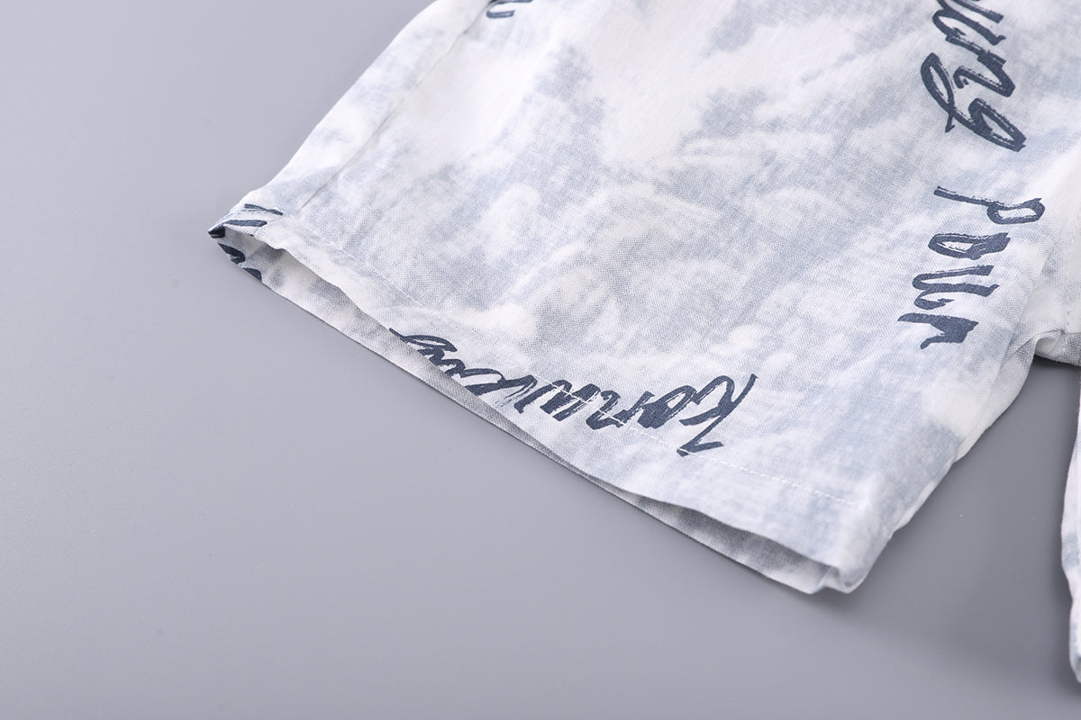 Boys Typography Printed Shirt With Shorts