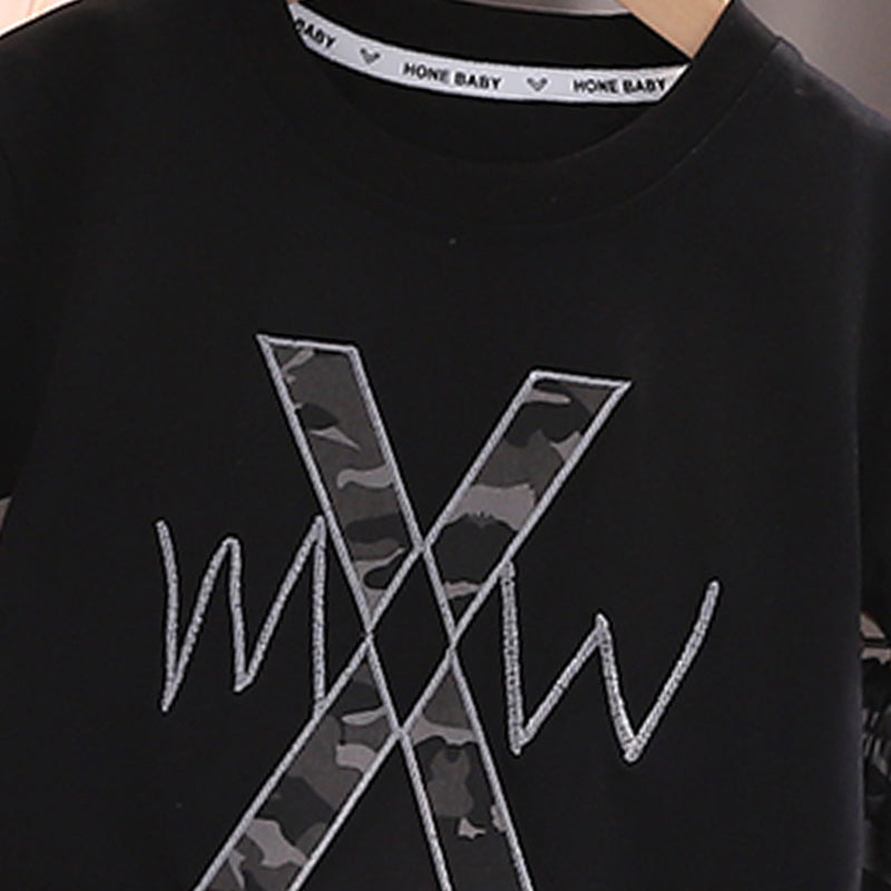 Boys Printed Round Neck Short Sleeves T-shirt With Shorts