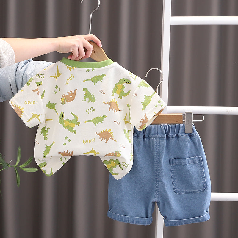 Boys Animal Graphic Printed T-shirt With Shorts