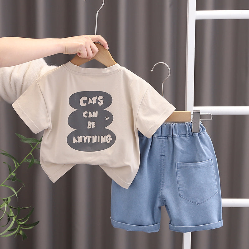 Boys Printed Short Sleeves T-shirt With Shorts