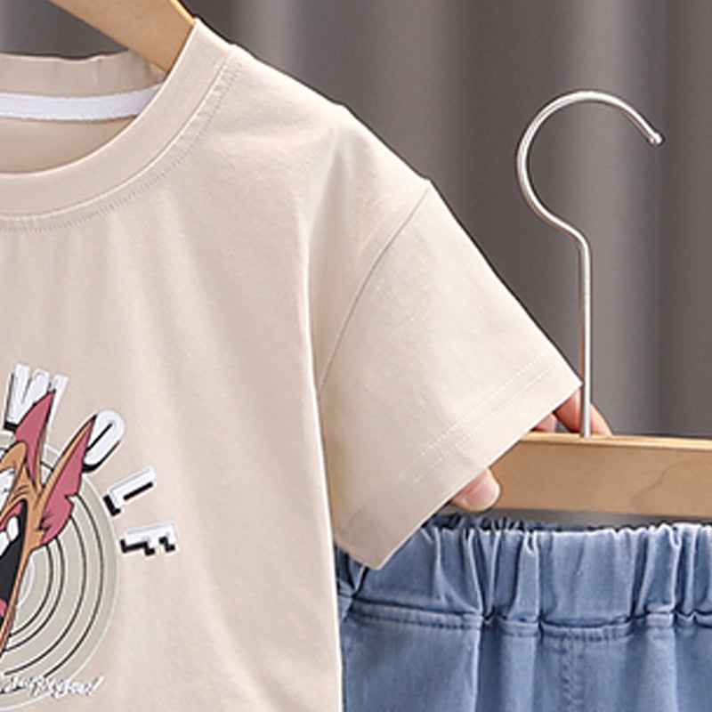 Boys Printed Short Sleeves T-shirt With Shorts