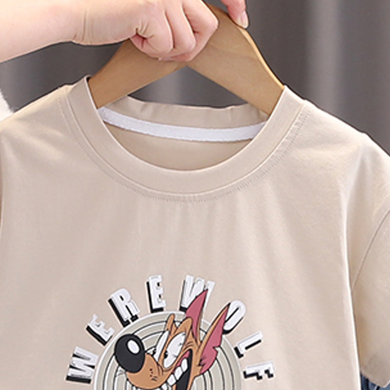 Boys Printed Short Sleeves T-shirt With Shorts