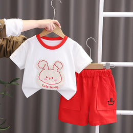 Boys Printed Round Neck T-shirt With Shorts
