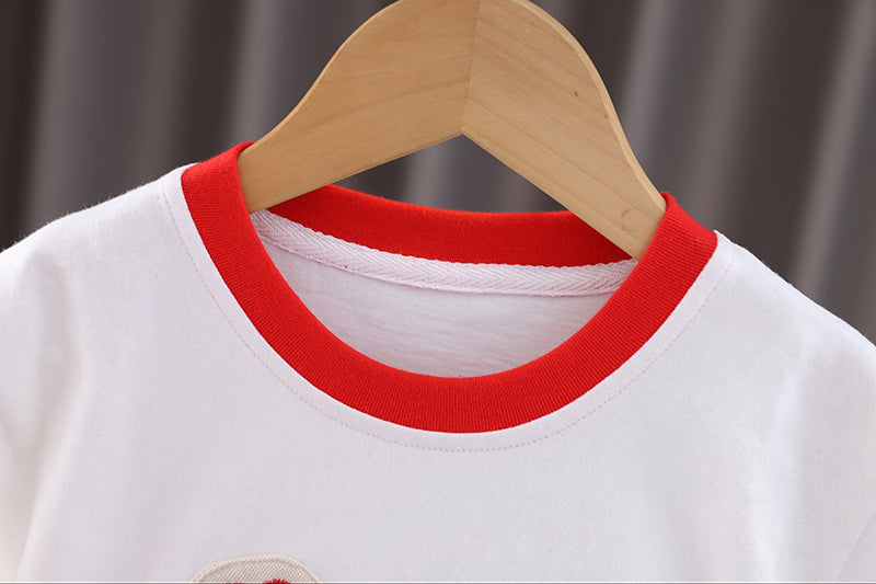 Boys Printed Round Neck T-shirt With Shorts