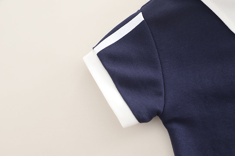 Boys Shirt Collar Short Sleeves T-shirt With Shorts