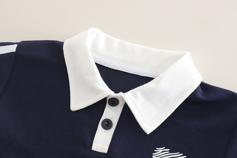Boys Shirt Collar Short Sleeves T-shirt With Shorts