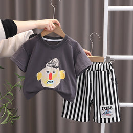 Boys Printed Round Neck Short Sleeves T-shirt With Shorts