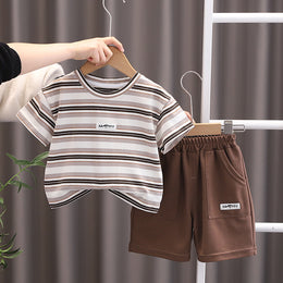 Boys Striped Short Sleeves T-shirt With Shorts