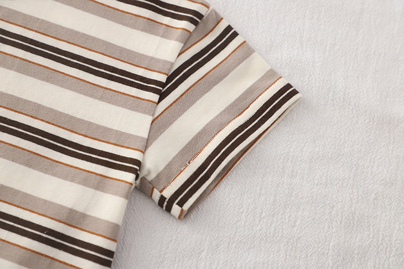 Boys Striped Short Sleeves T-shirt With Shorts