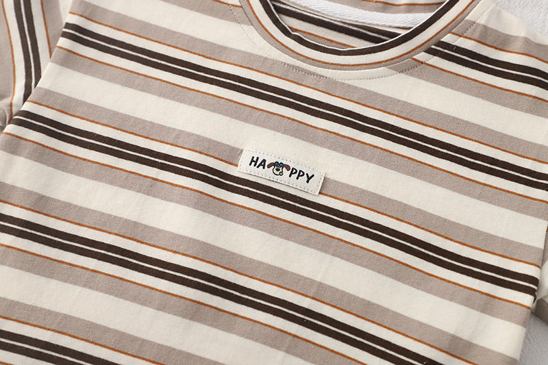 Boys Striped Short Sleeves T-shirt With Shorts