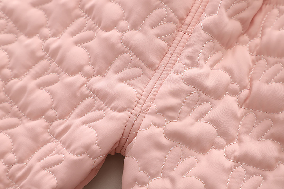 Girls Self Design Hooded Coat With Trouser