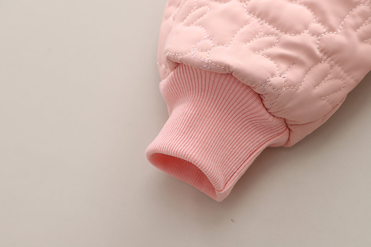 Girls Self Design Hooded Coat With Trouser
