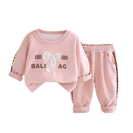 Girls Self Design High Neck Sweatshirt With Trouser