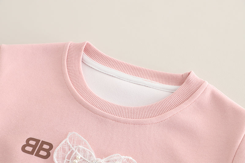 Girls Self Design High Neck Sweatshirt With Trouser