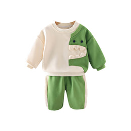 Boys Colourblocked Round Neck Sweatshirt With Jogger