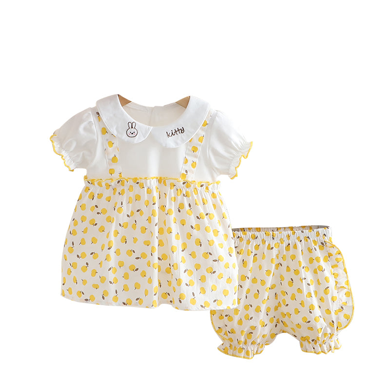Girls Printed Round Neck Tunic With Shorts