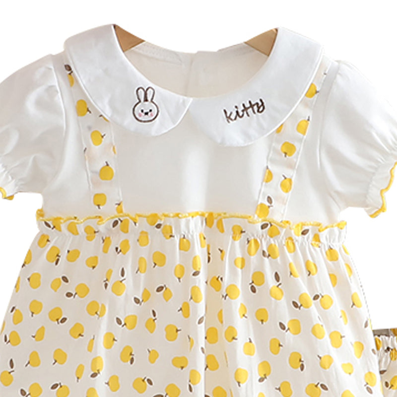 Girls Printed Round Neck Tunic With Shorts