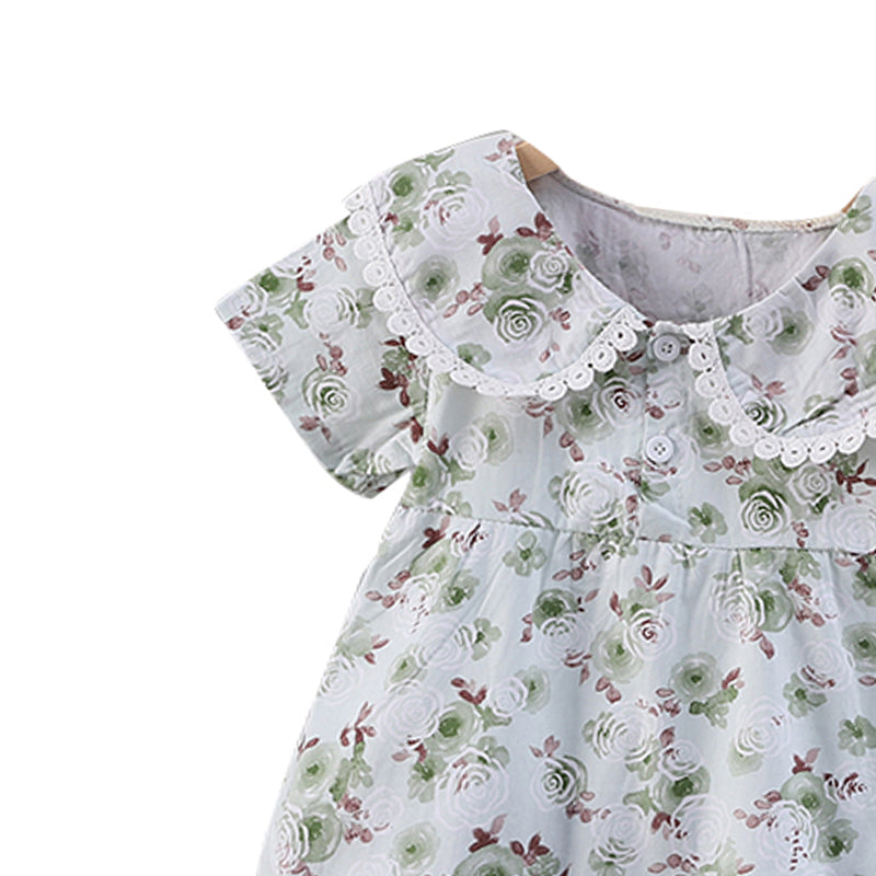 Girls Floral Printed Round Neck Top With Trousers